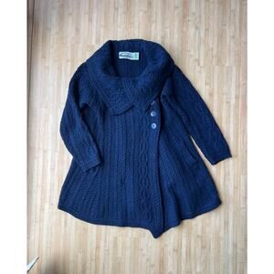 Aran Crafts Merino Wool Cable Knit Cardigan Coat - Size M